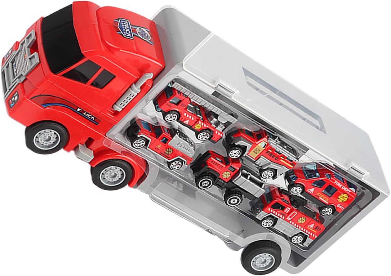 Toy Fire Truck Carrier Set