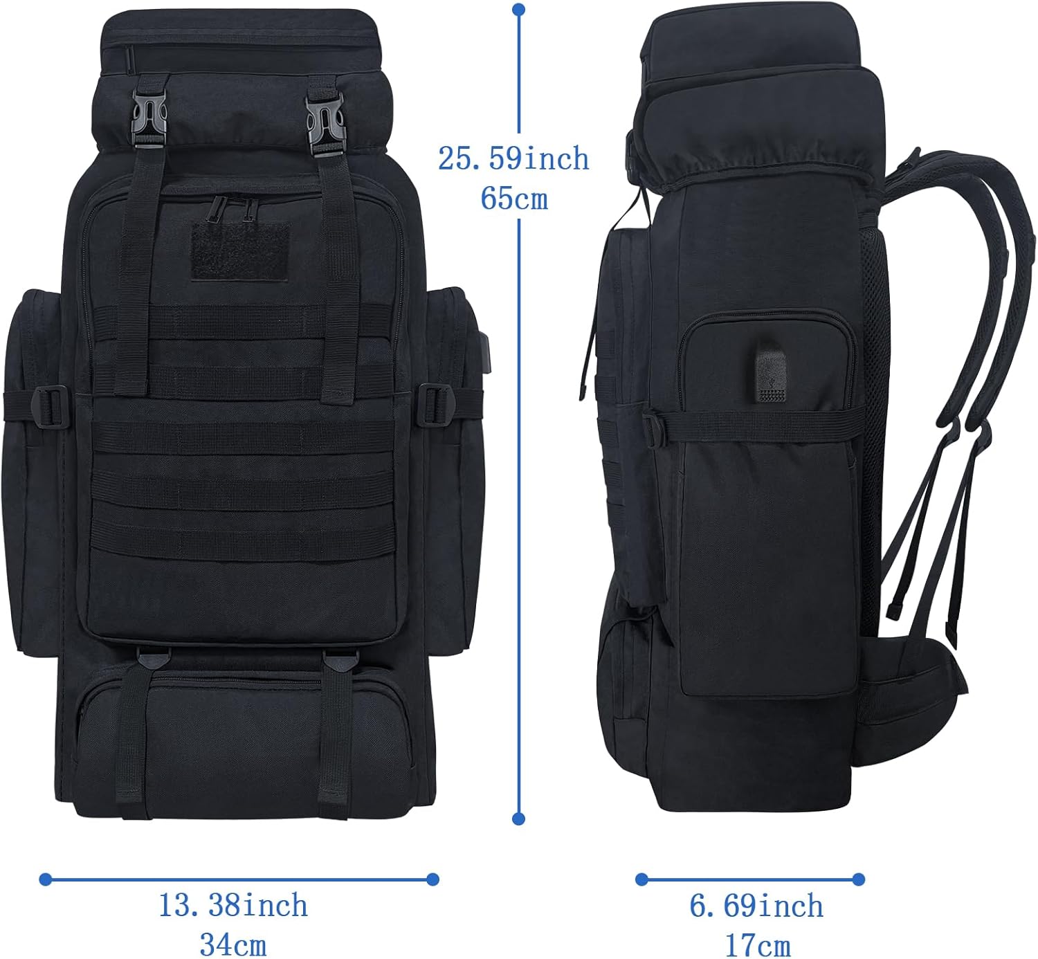 Vojni Taktički Ranac 70L (Crni) - Image 3