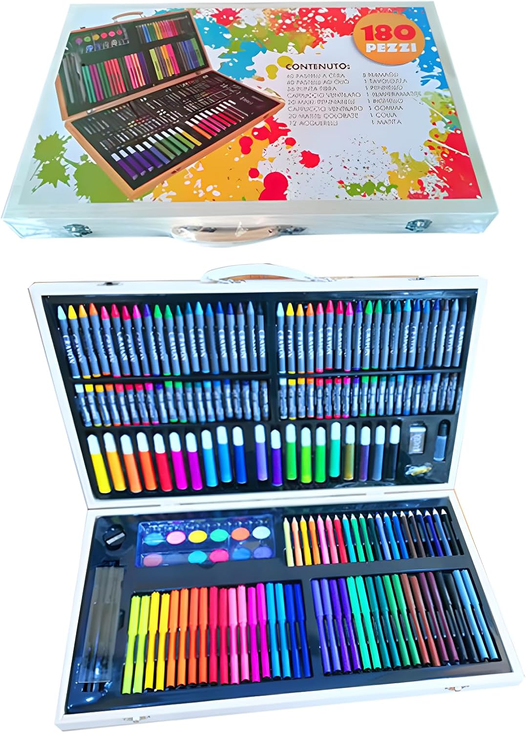 RLS 180-delni Dečiji Deluxe Drveni Prijenosni Umetnički Set za Bojenje i Slikanje