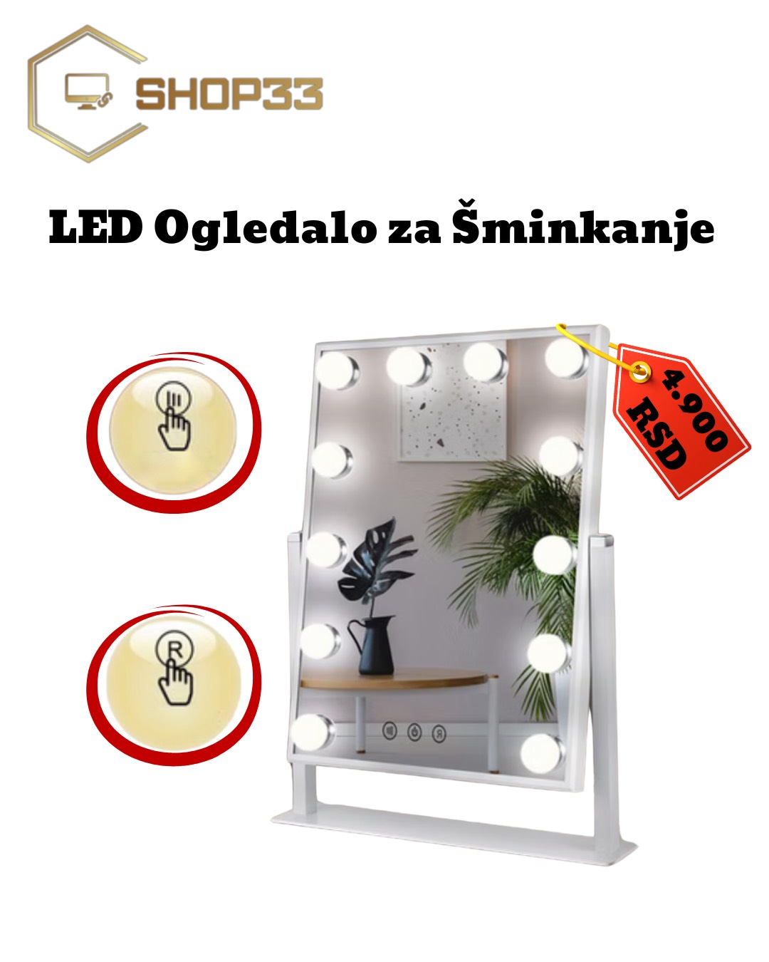 Ogledalo za Sminkanje sa 12LED sijalica