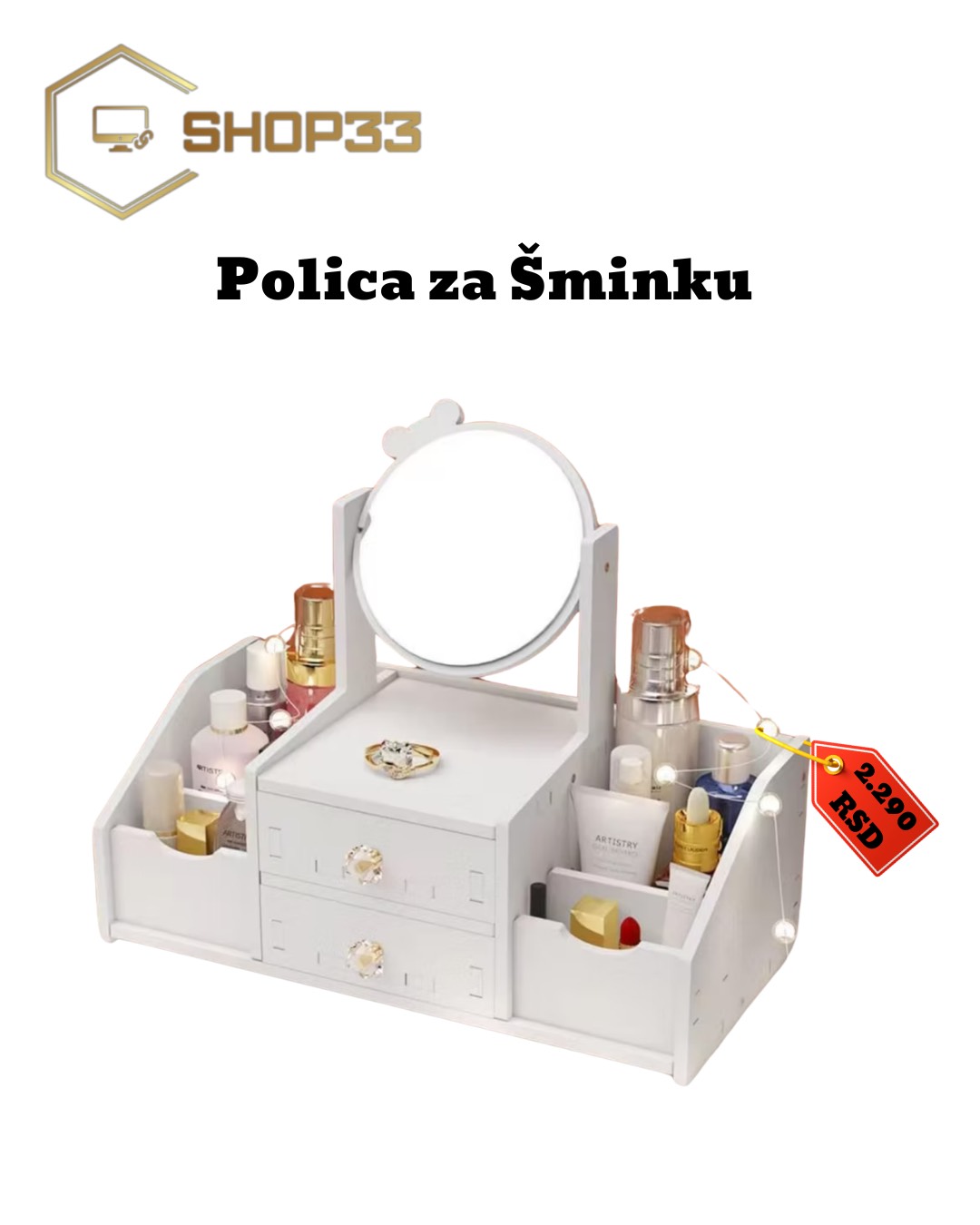 Polica za Šminku sa Ogledalom