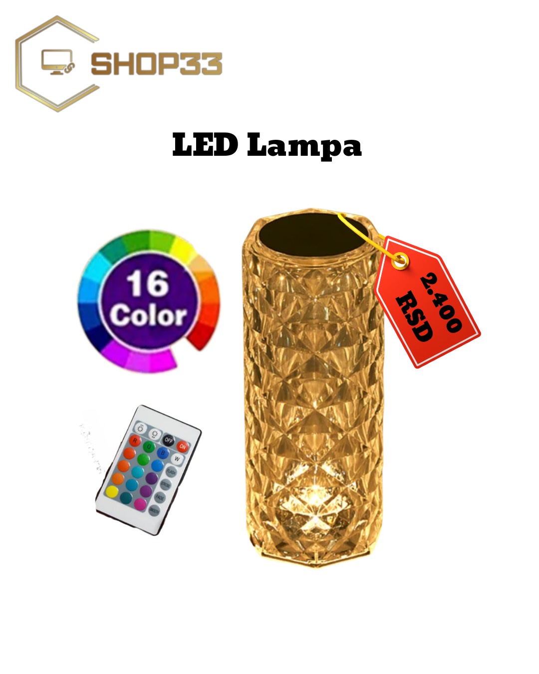 Kristal LED Lampa